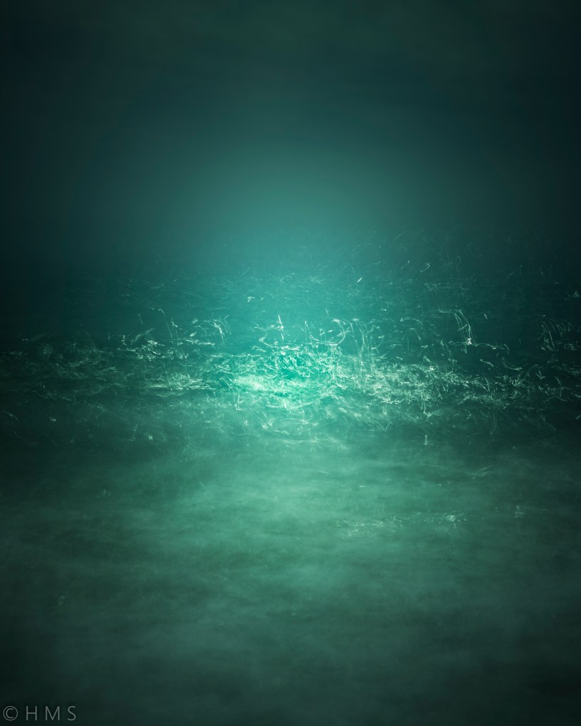 Ethereal Sea – abstract ICM fine art photograph by Héctor Morón, ocean waves turned into light and motion.. Abstract fine art photograph of the sea transformed into ethereal textures, soft blues and whites through intentional camera movement, by Héctor Morón