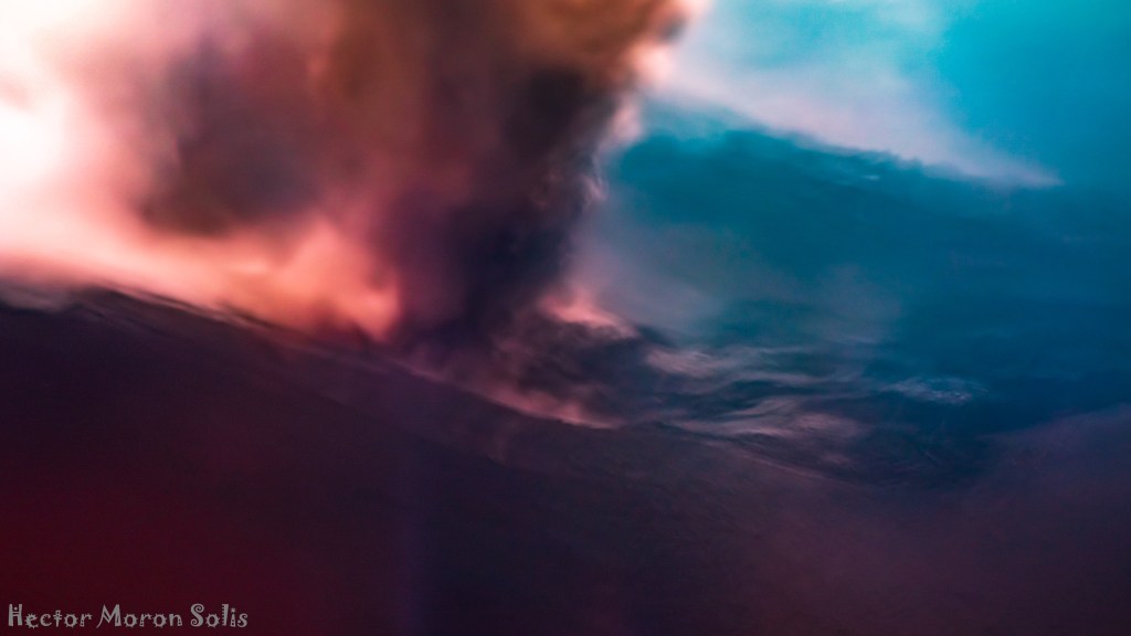 Sea Volcano – abstract ICM fine art photograph by Héctor Morón, La Palma volcanic eruption meeting the Atlantic Ocean in motion