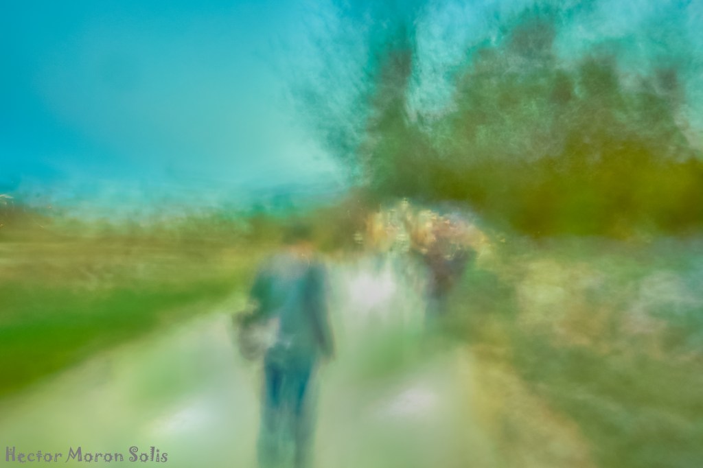 Whispering Path, abstract ICM fine art photography of a dreamlike natural path with impressionist motion blur and soft colors by Héctor Morón