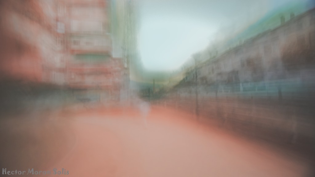 ICM fine art abstract photograph of an urban landscape dissolving into light and motion, symbolic reflection on the human presence within modern architecture — Allegorical Abstractionism by Héctor Morón.